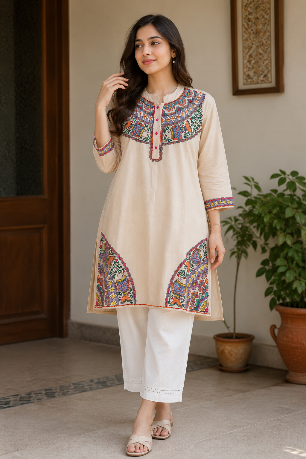 madubani painted kurti